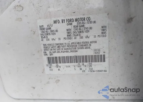 2017 Lincoln Mkx Reserve from USA, damaged, VIN 2LMPJ8LR2HBL38224